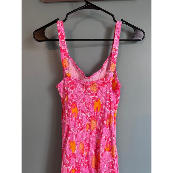 J.Crew Women's Bright Floral w/ Oranges Sleeveless Slip Sundress - Picture 3 of 6